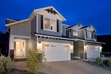 Example of a large classic attached two-car carport design in Calgary