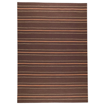 Hand Woven Brown Wool Area Rug, Brown, 6'6"x9'9"