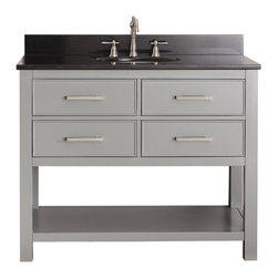 Avanity Corporation - Avanity Brooks 42" Vanity With Black Granite Top, Chilled Gray Finish - Bathroom Vanities And Sink Consoles