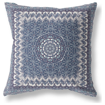 Holy Tie Die Broadcloth Indoor Outdoor Blown, Closed Pillow, Indigo White