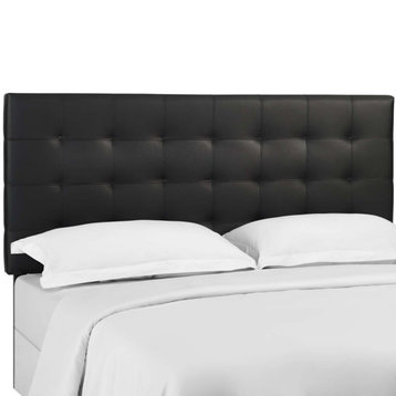 Paisley Tufted Full / Queen Upholstered Faux Leather Headboard, Black