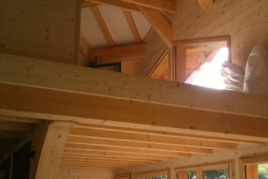 Inspiration pour un salon chalet.