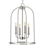 Progress Lighting - Leyden 4-Light Brushed Nickel Farmhouse Foyer Pendant Light - Complement your interiors with the Leyden Collection 4-Light Brushed Nickel Farmhouse Foyer Pendant Light.
