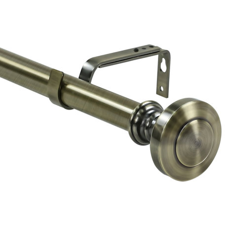 1" Semplice Drapery Curtain Rod, Antique Brass, 48"-84"