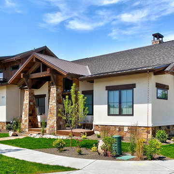 Natural Wood Siding and Douglas Fir Timbers- Mountain Contemporary Design