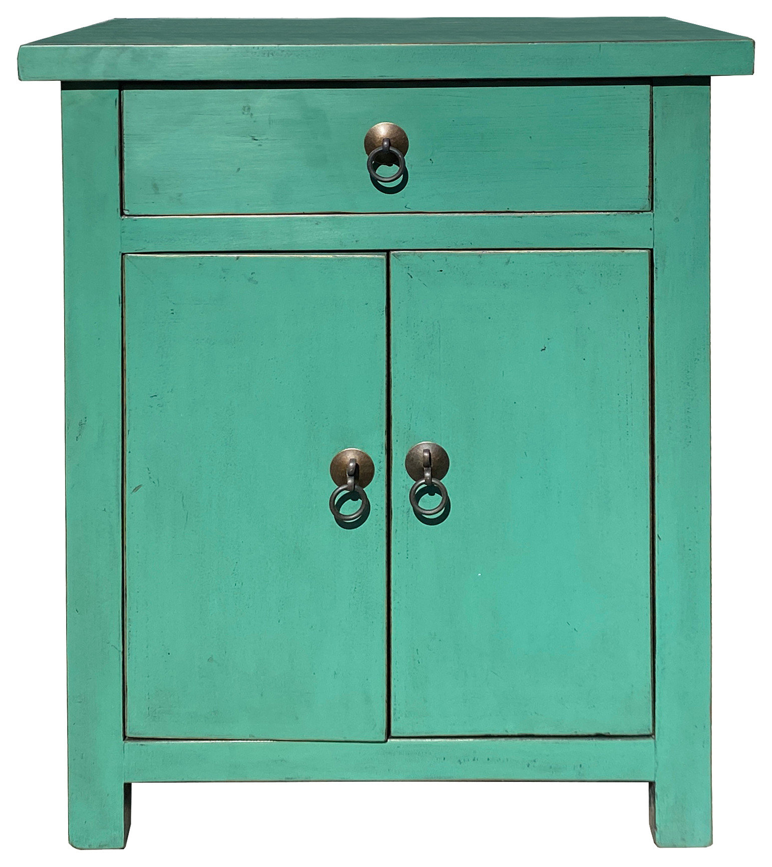 Distressed Teal Green Blue Flowers Graphic 4 Drawers End Table Nightstand cs7357S Distressed Teal Green Blue Flowers Graphic 4 Drawers End Table Nightstand cs7357S