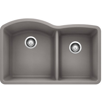 32"x20-27/32" Diamond 1.75 2-Basin Kitchen Sink, Metallic Gray
