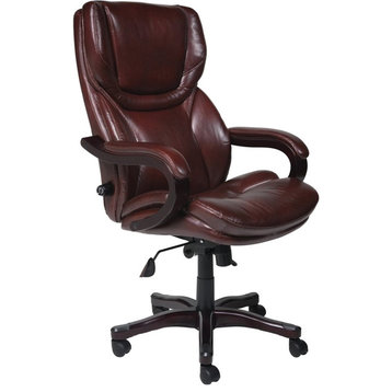 Serta Conway Big and Tall Executive Office Chair Chestnut Brown Bonded Leather