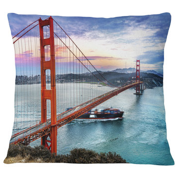 Golden Gate in San Francisco Sea Bridge Throw Pillow, 16"x16"