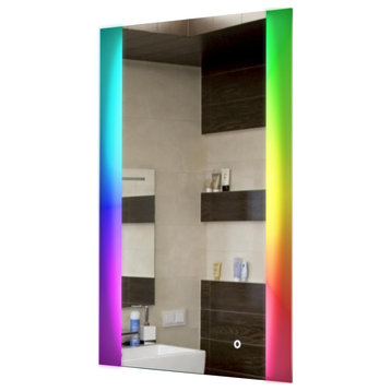 Frosted Bathroom Vanity Multi-Color Dimming LED Wall Mirror - 24" x 36"