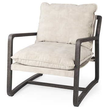 Modern Rustic Cozy Black And Cream Accent Chair