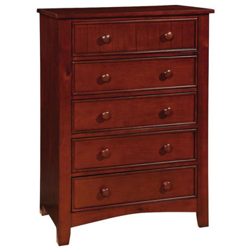 Wooden Chest with 5 Drawers, Cherry