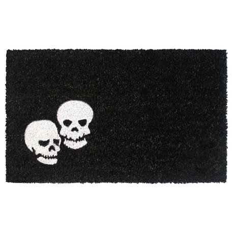 RugSmith White Machine Tufted Skeletons Doormat, 18" x 30"