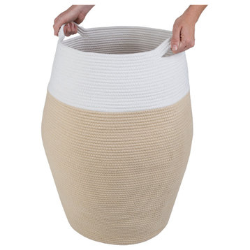 Laundry Basket Curved Cotton Rope Basket With Handles