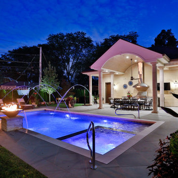 Park Ridge, IL Rectilinear Swimming Pool with Interior Hot Tub