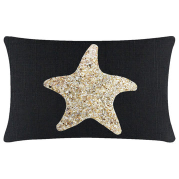 Sparkles Home Shell Starfish Pillow - 14x20" - Black