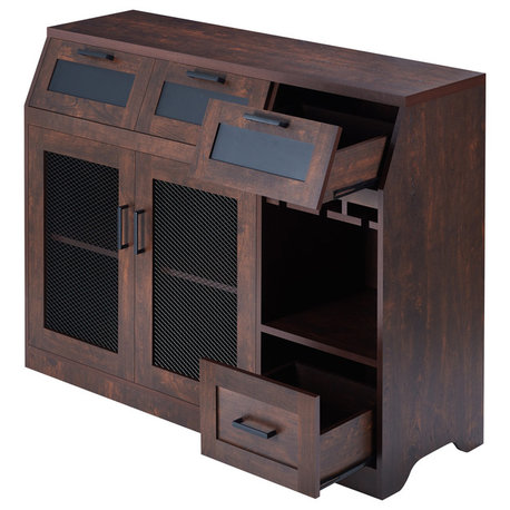Lomel Transitional Chalkboard Buffet Server, Vintage Walnut