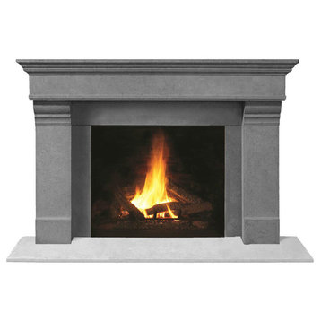 Fireplace Stone Mantel 1110.556 With Filler Panels, Gray, No Hearth Pad