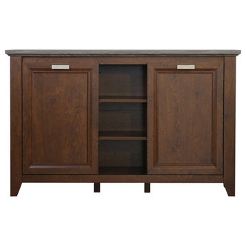 Saint Birch Kenneth 3-Door Modern Wood Credenza File Cabinet in Cherry/Gray Oak