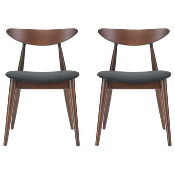 GDF Studio Issaic Mid Century Design Wood Dining Chairs, Set of 2, Charcoal/Walnut