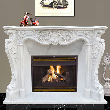 Designer Series Louis White Marble Fireplace Mantel