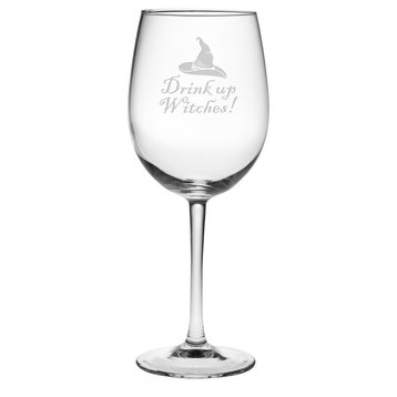 "Drink Up Witches!" Wine Glasses, Set of 4
