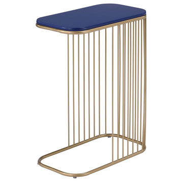 Aviena Accent Table, Blue and Gold Finish