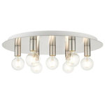 Livex Lighting - Livex LightiHillview, 7 Light Flush Mount, Brushed Nickel/Satin Nickel - Minimal and versatile describes the Hillview colleHillview 7 Light Flu Brushed NickelUL: Suitable for damp locations Energy Star Qualified: n/a ADA Certified: n/a  *Number of Lights: 7-*Wattage:40w Medium Base bulb(s) *Bulb Included:No *Bulb Type:Medium Base *Finish Type:Brushed Nickel