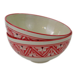 Le Souk Ceramique - Medium Deep Stoneware Serve Bowls, Set of 2, Nejma Design - Serving And Salad Bowls