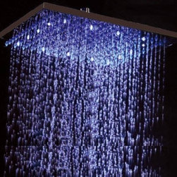 Fontana 16" Oil Rubbed Bronze Square Color Changing LED Rain Shower Head - Showerheads And Body Sprays
