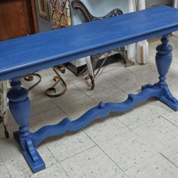 Custom Painted Sofa Table in Annie Sloan Napolean Blue - Living Room Furniture