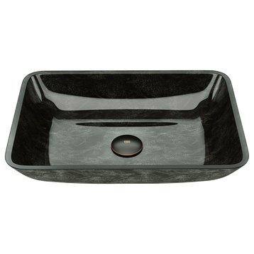 VIGO Rectangular Gray Onyx Glass Vessel Bathroom Sink