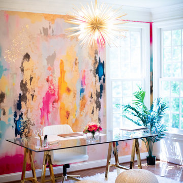 Colorful Abstract Accent Wall in Office