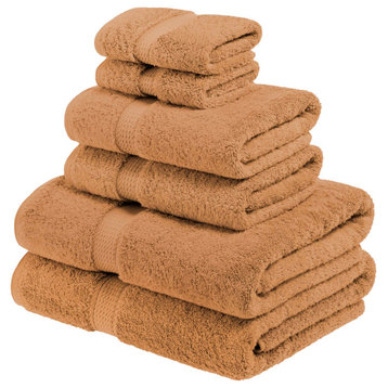 6 Piece Egyptian Cotton Quick Drying Towel Set, Rust