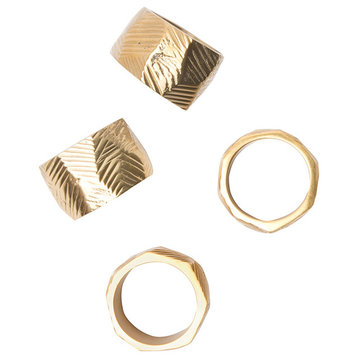 Gian Brass Napkin Rings, Set of 4, Gold
