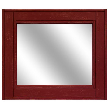 Herringbone Vanity Mirror, Sundried Tomato Red, 36"x30", Non-Distressed, Heavy D