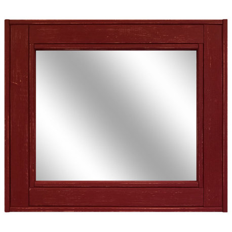 Herringbone Vanity Mirror, Sundried Tomato Red, 36"x30", Non-Distressed, Heavy D