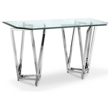 Magnussen Lenox Square Octagonal Console Table in Nickel