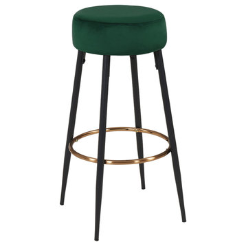 Minimalist Round Bar Stools, Dark Green - 1 Piece, 30 Inch