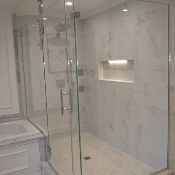 Frameless Corner Enclosure with Support Bar