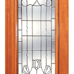 Full Lite, Contemporary Floral Beveled Glass Front Single Door - Front Doors