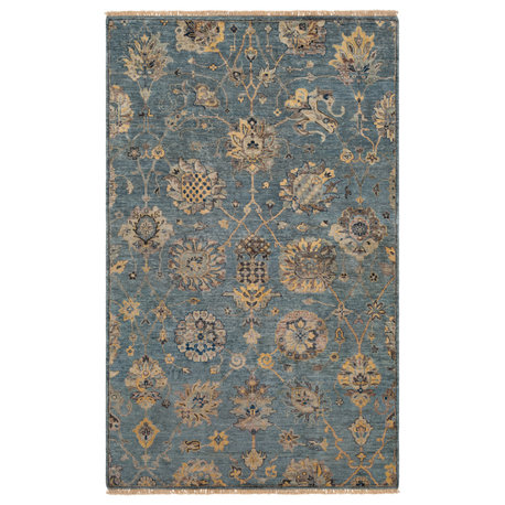 Surya Theodora THO-3006 Traditional Area Rug, Aqua, 5' x 8' Rectangle