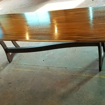 Monkey Pod Single Slab Table Top with Metal Base