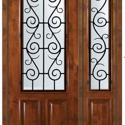 Pre-hung Sidelight Door 96 Alder St. Charles 2/3 Lite Wrought Iron - Front Doors