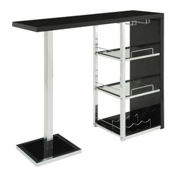 Glossy Black & Chrome Metal Bar Table - Products