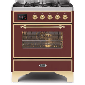 Ilve  30 Inch Dual Fuel Convection Freestanding Range in Burgundy