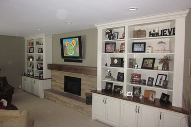 Fireplace cabinets and mantel.