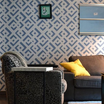 African Kuba Allover Stenciled Living Room