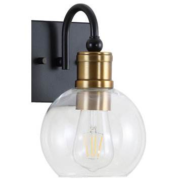 Marais Iron LED Vanity Light, Black/Gold, 1 Bulb