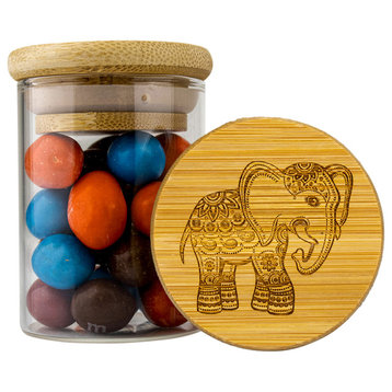 Spiritual Elephan Smell Proof Glass Storage Jars for Cookies, Sugar, Tea, Spices, 2oz.